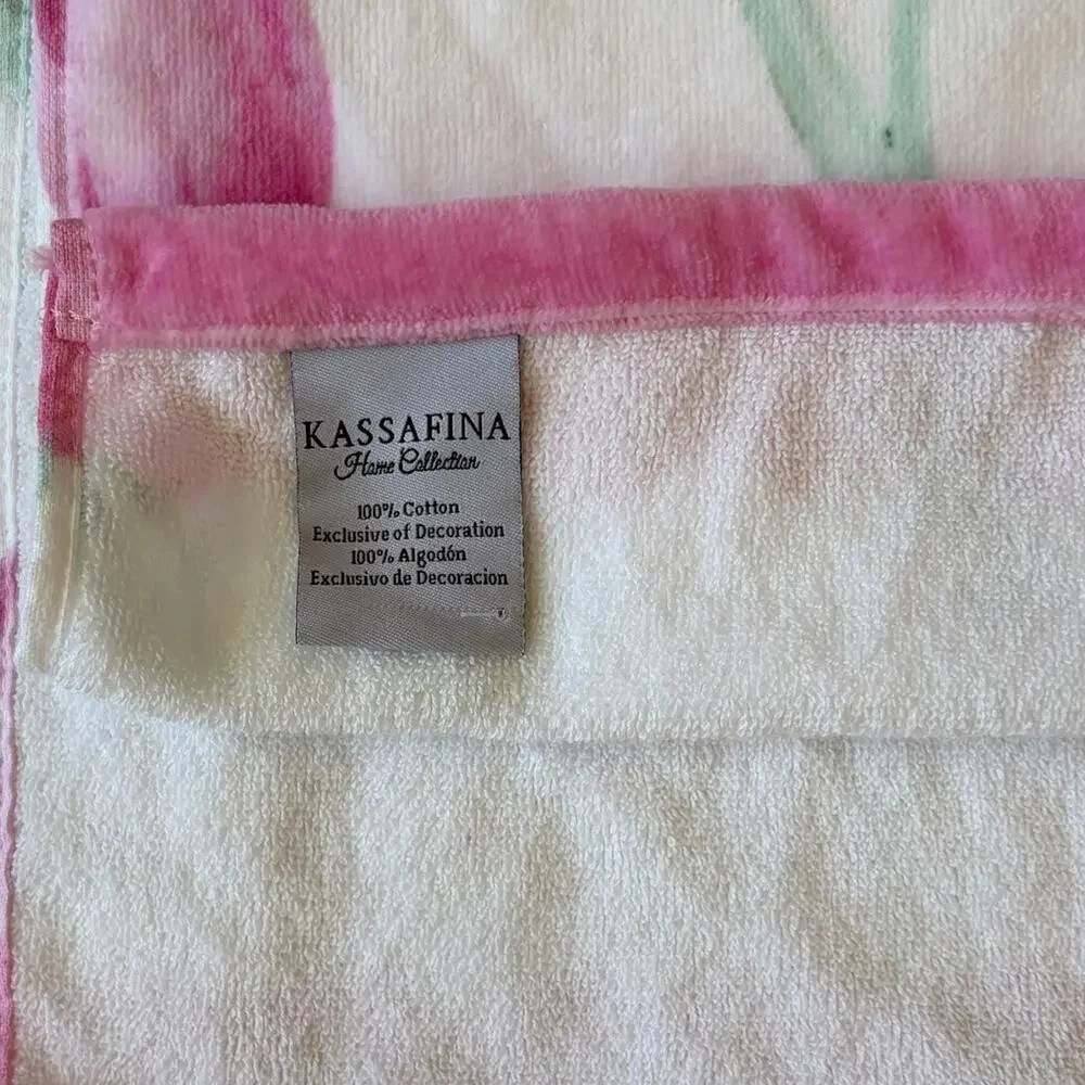 5pc KASSAFINA Towel Set - 4 Wash 1 Bath Towel 100% Cotton Pink Tulip Bow NEW